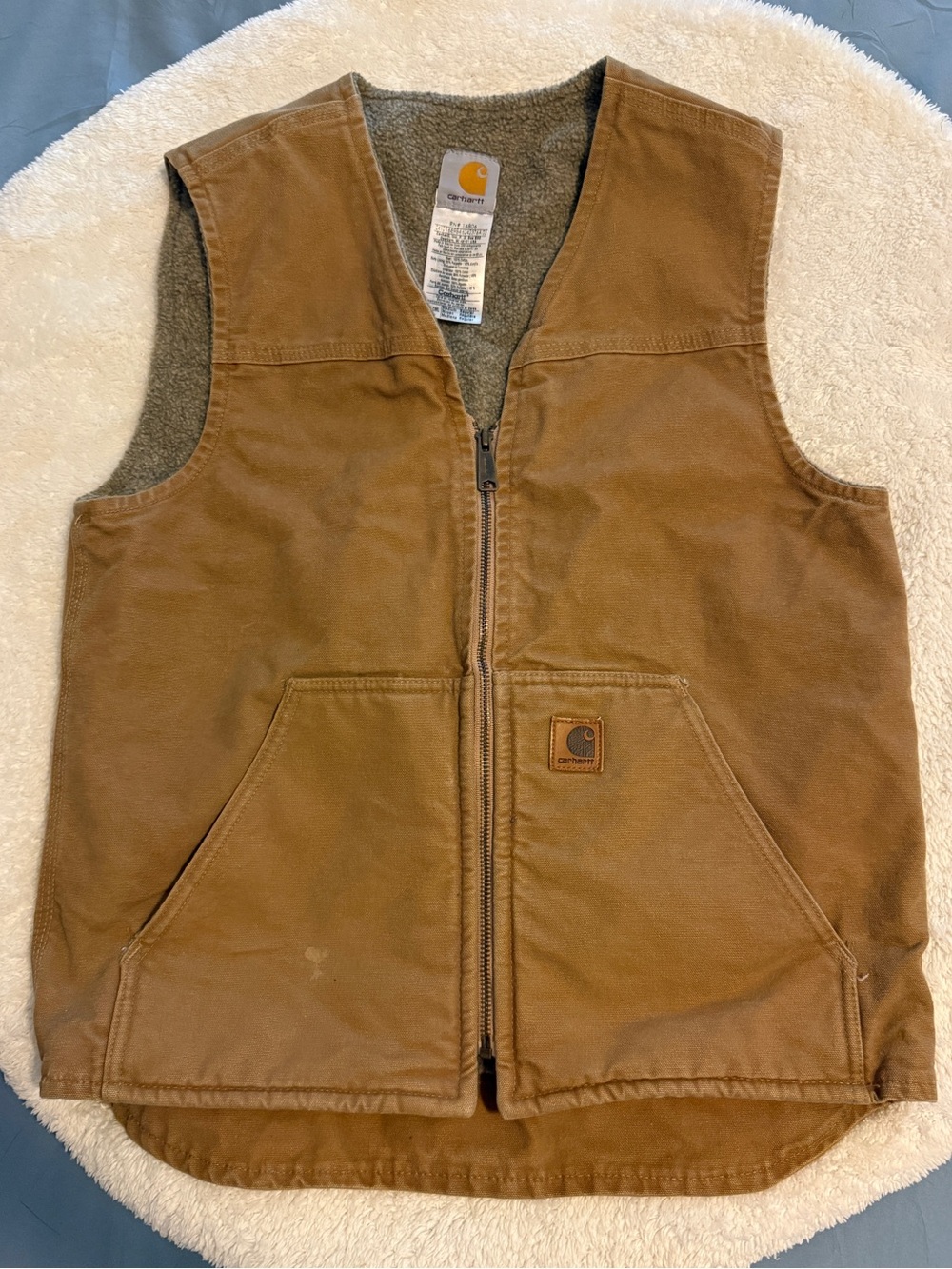 Carhartt V26 Cml Sandstone Duck Sherpa-lined Vest - Medium